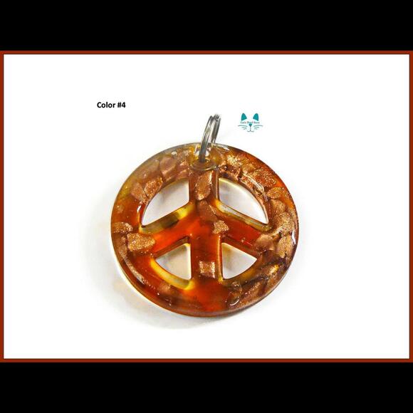 Large Colorful Glitter Lamp-Work Peace Sign Pendant - Picture 6 of 9